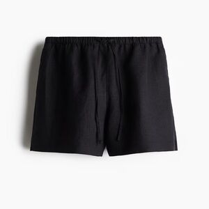 H&M Black Linen Drawstring Shorts